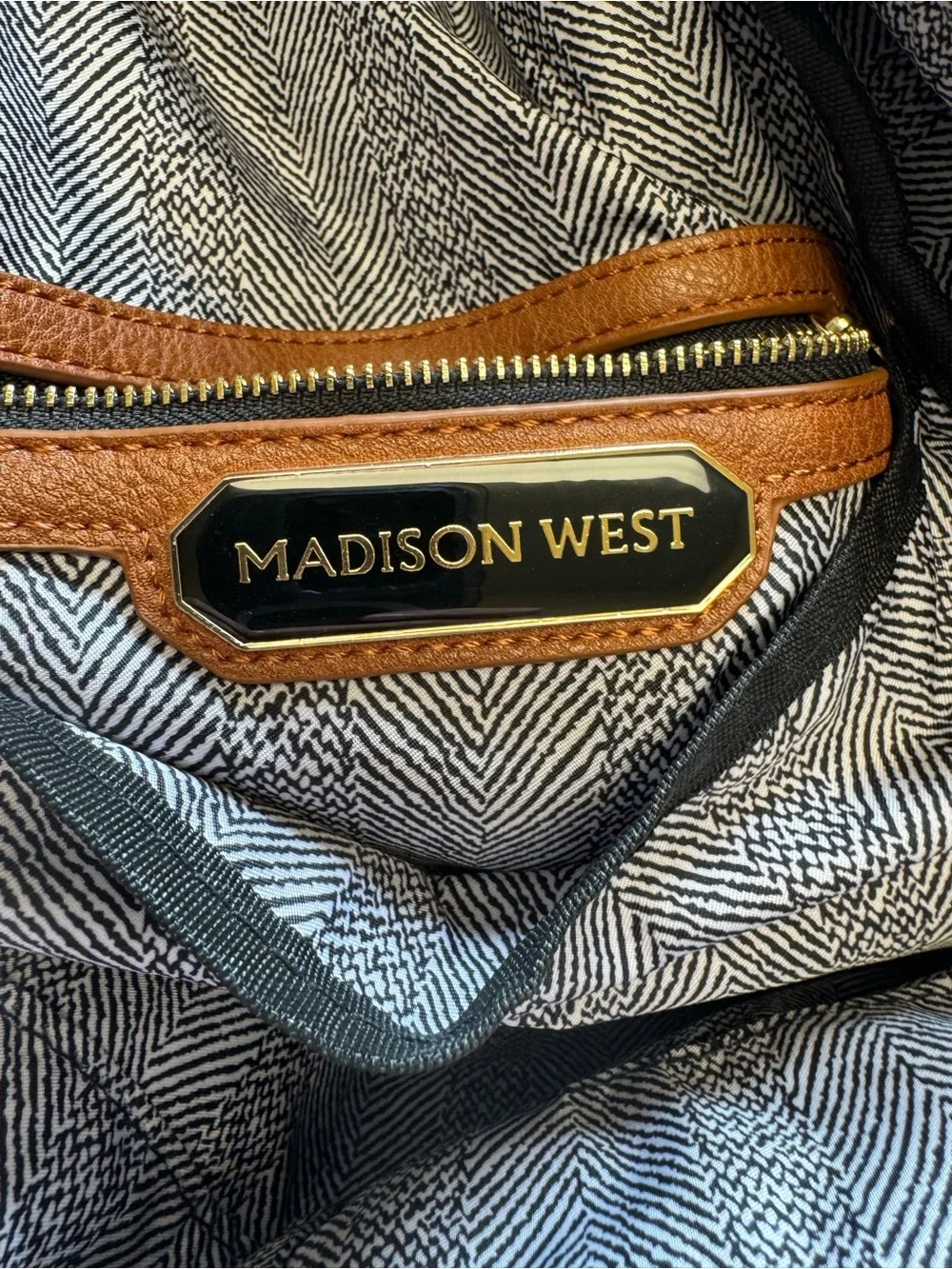 Madison West Brown Faux Leather Backpack